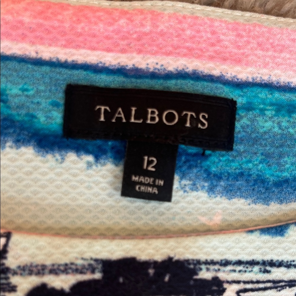 Talbots Striped Seaside Print Dress - Pink & Blue - Size 12 - Picture 4 of 11